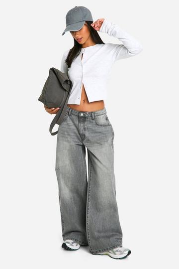 The Petite Low Rise Wide Leg Jeans grey