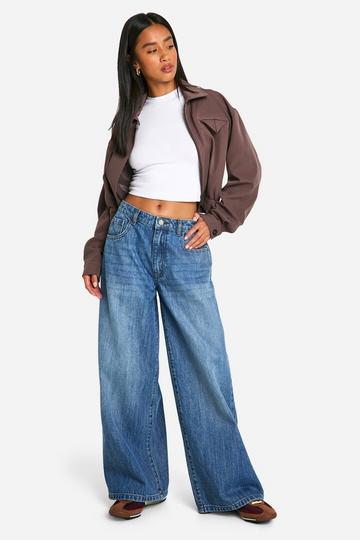 The Petite Mid Rise Wide Leg Jean blue