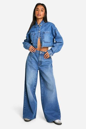 The Petite High Rise Wide Leg Jean blue