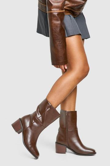 Wide Fit Chunky Panel Detail Chelsea Boots brown