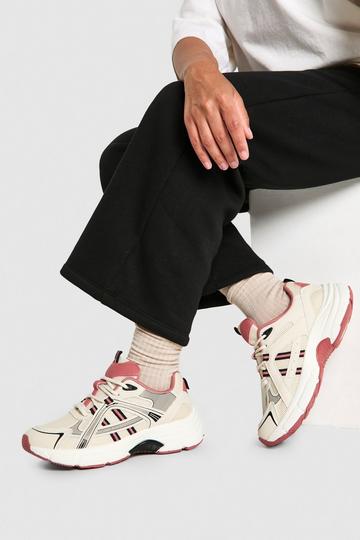 Beige Sporty Paneled Sneakers