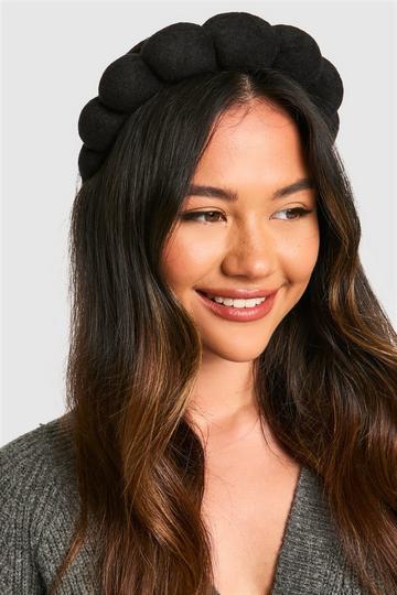 Black Curved Toweling Headband