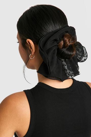 Black Lace Mesh Oversized Scrunchie