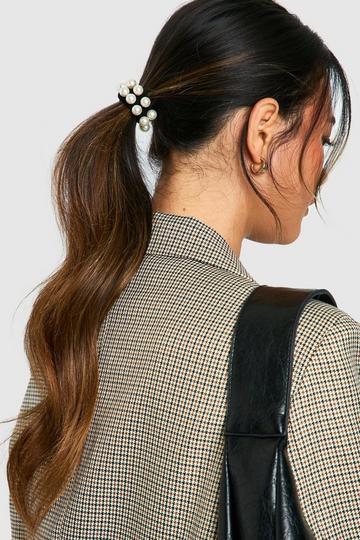 Black 2 Pack Pearl Embellished Scrunchies