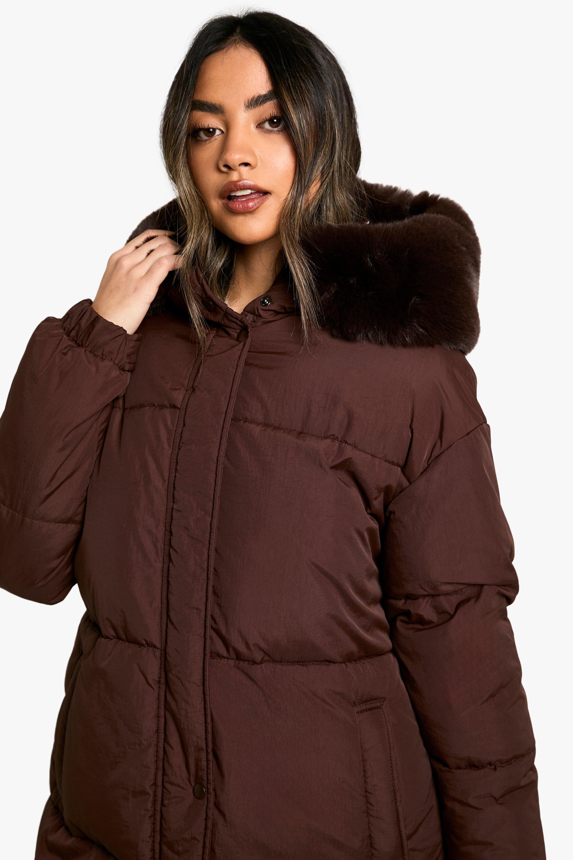 Padded parka jacket with faux fur hood best sale