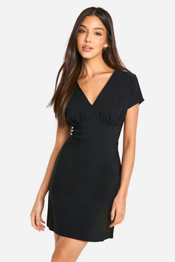 Cap Sleeve A-line Mini Dress black