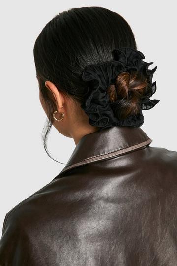 Black Plisse Scrunchie