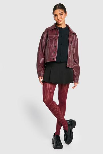 Geo Pattern Tights cherry