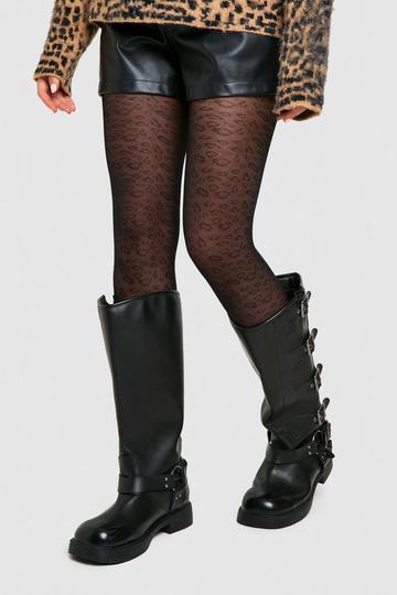 Black Leopard Tights