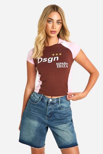 DSGN Fitted Football T-shirt chocolate