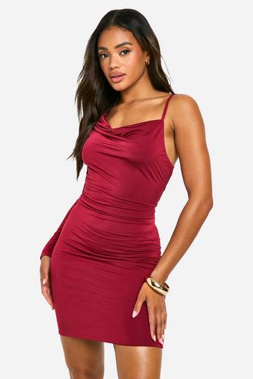 Slinky One Shoulder Mini Dress plum