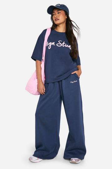 DSGN STUDIO SCRIPT WIDE LEG JOGGER navy