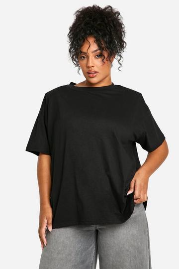 Plus Oversized T-Shirt Met Schouderpads black