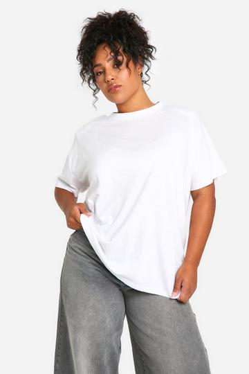 Plus Oversized T-Shirt Met Schouderpads white