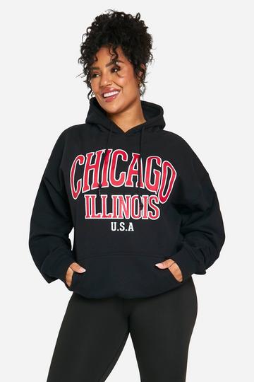 Plus Oversized Chicago Hoodie Met Print black