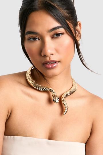 Statement Gouden Slangenprint Choker gold