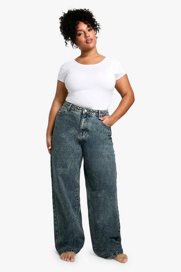Grande taille - Jean boyfriend basique taille haute vintage wash