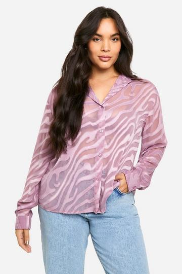 Plus Animal Burnout Oversized Shirt mauve