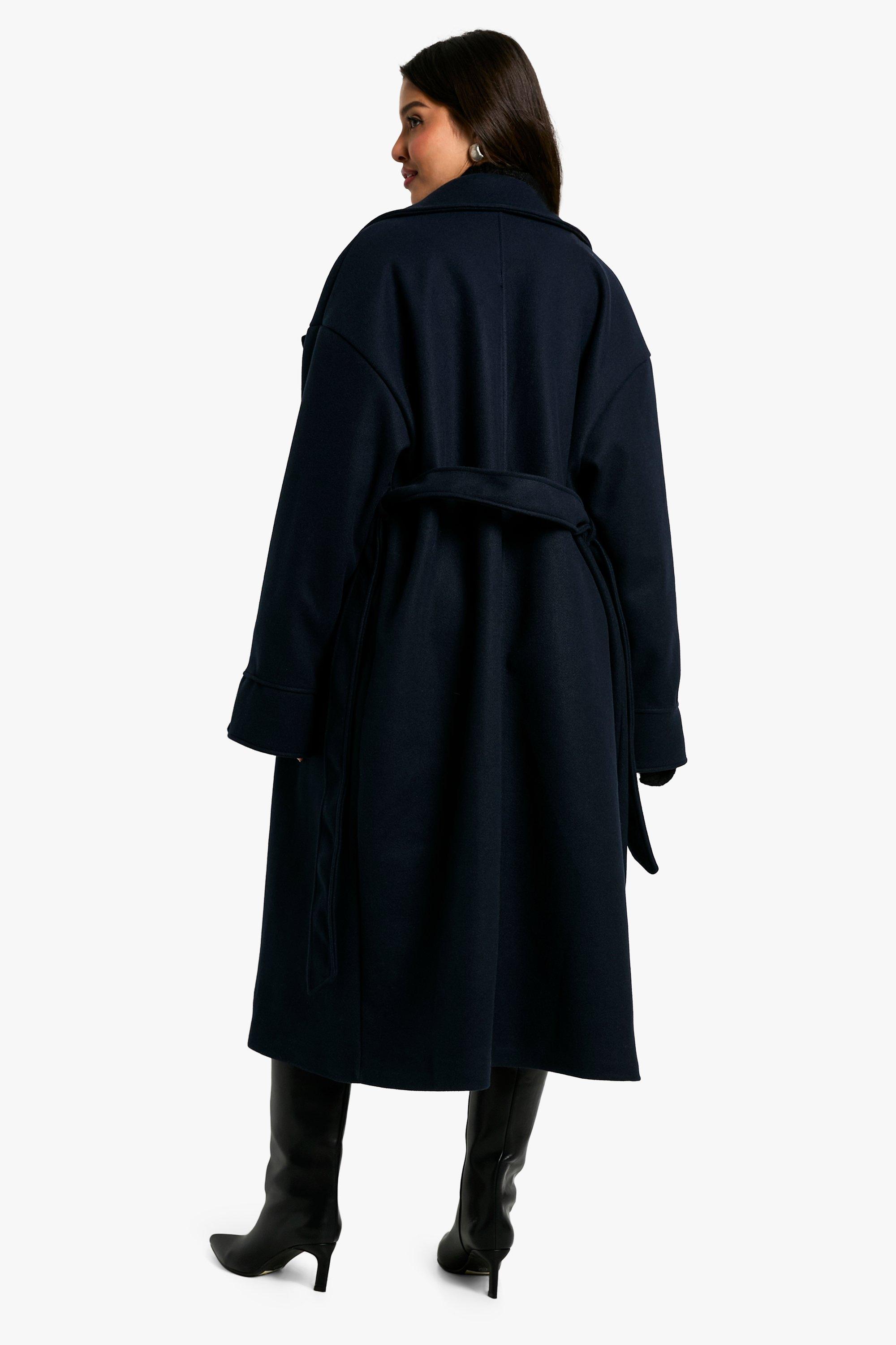 Boohoo navy coat hotsell
