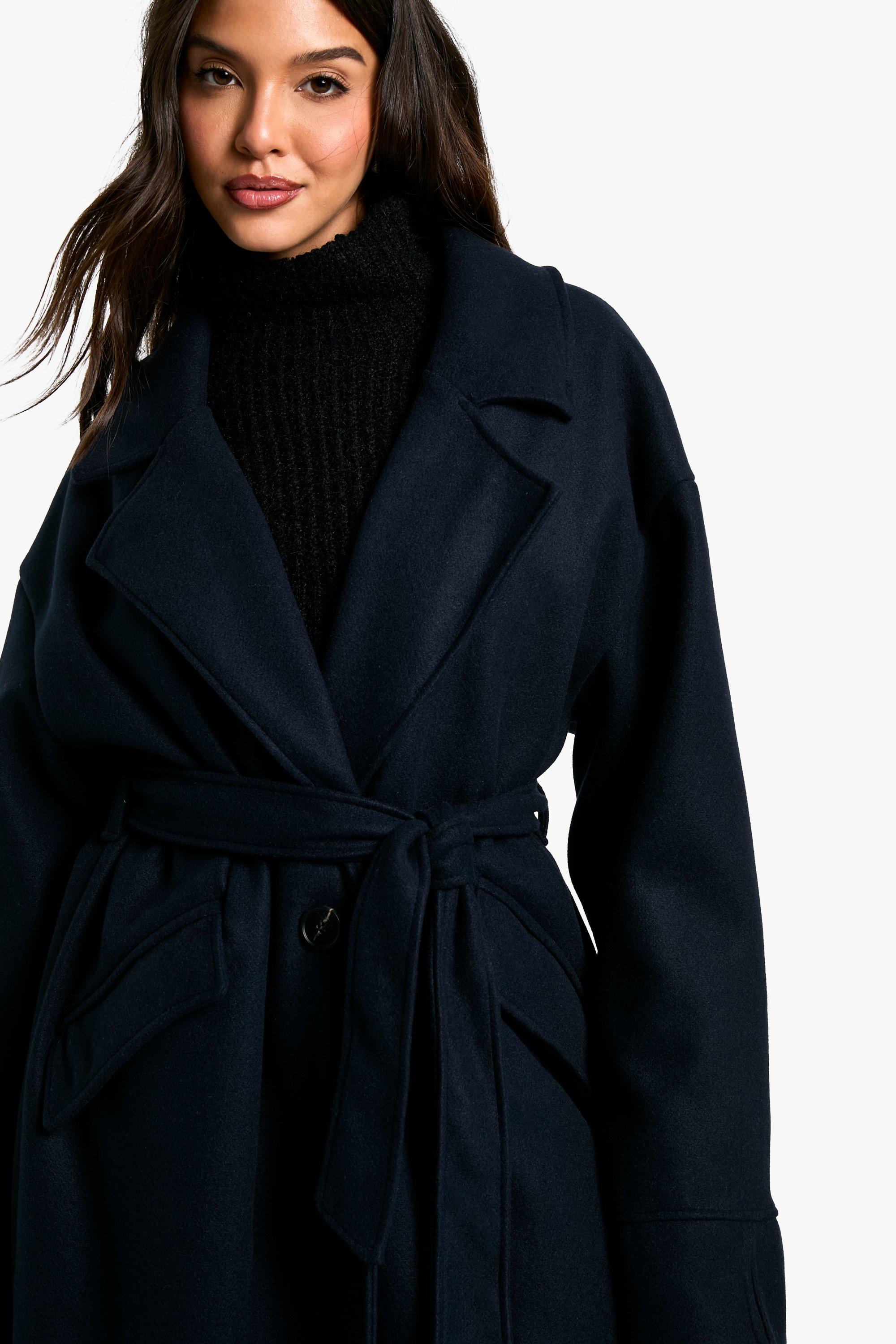 Marl Wool Look Coat boohoo