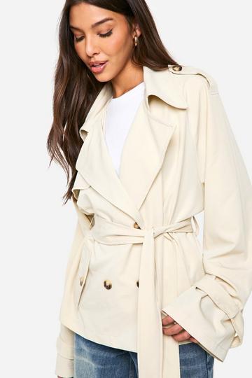 Stone Beige Short Trench Coat