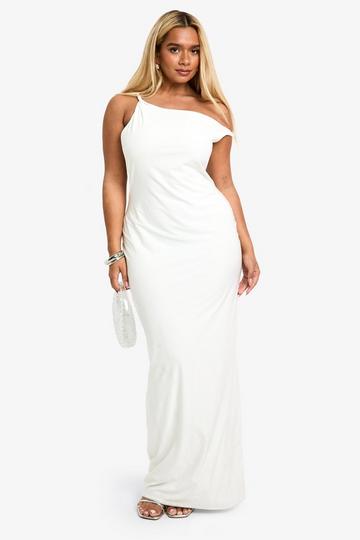 Plus Slinky Twist Shoulder Maxi Dress white