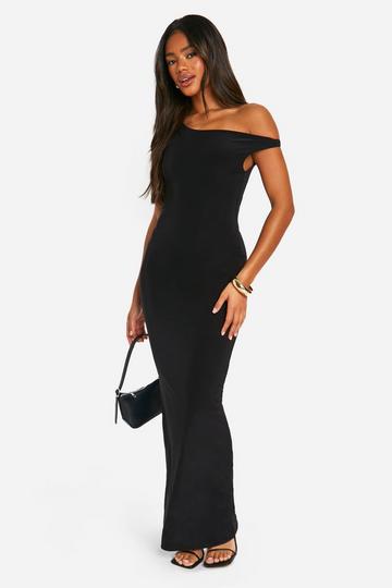 Slinky Twist Shoulder Maxi Dress black