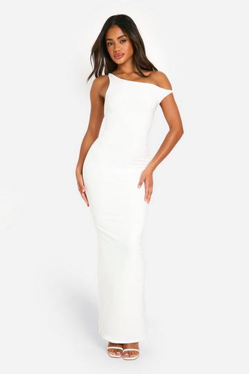 Slinky Twist Shoulder Maxi Dress white