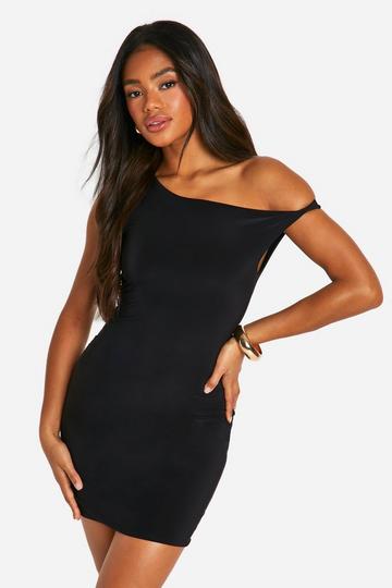 Slinky Twist Shoulder Mini Dress black