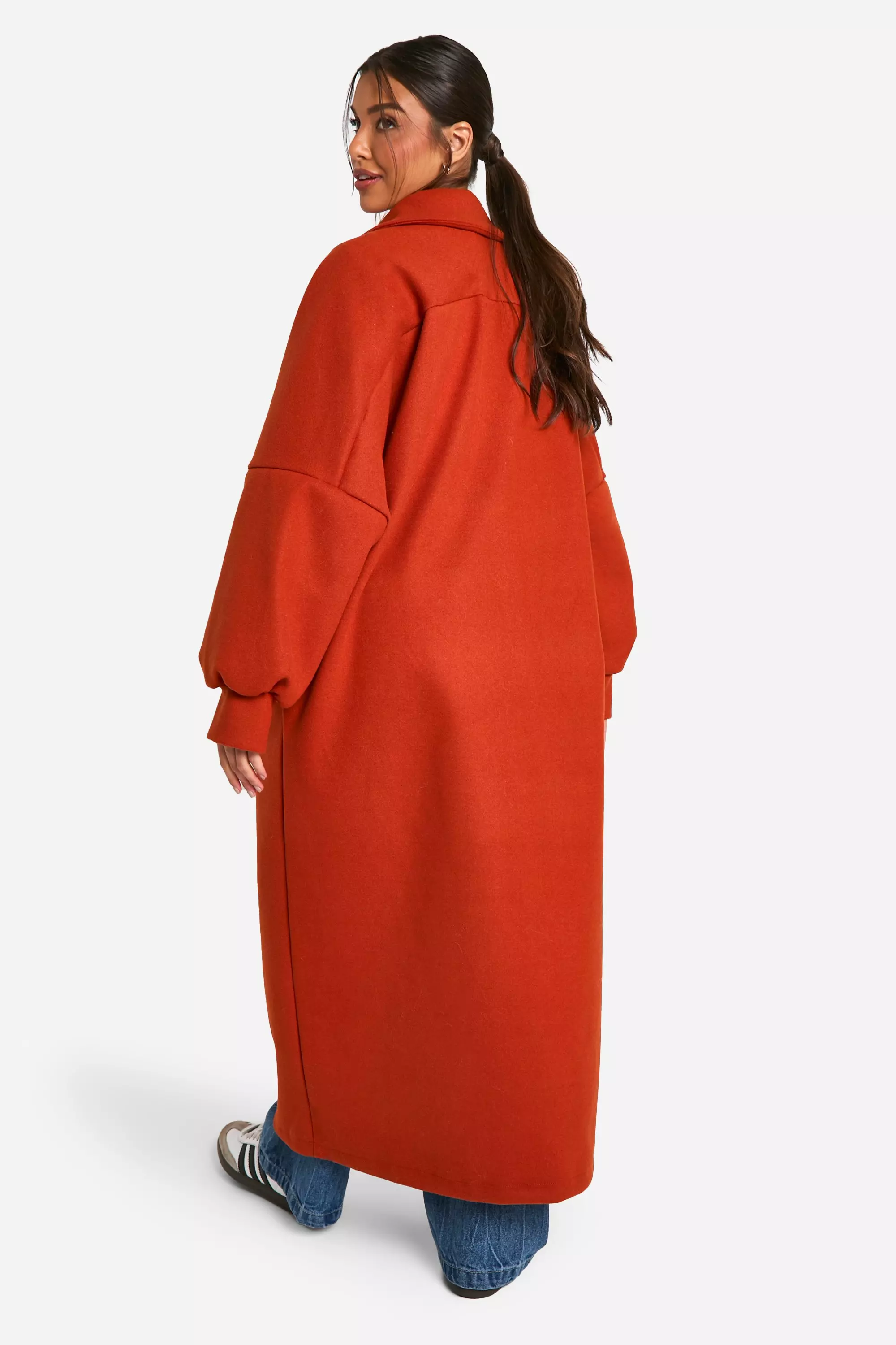 Rust Oversized Wool Look Maxi Coat alternative image