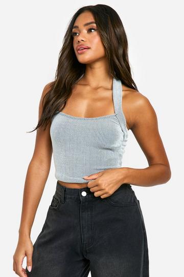 Ribbed Halter Top grey