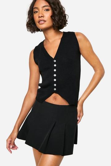 Tall Knitted Rib Waistcoat black