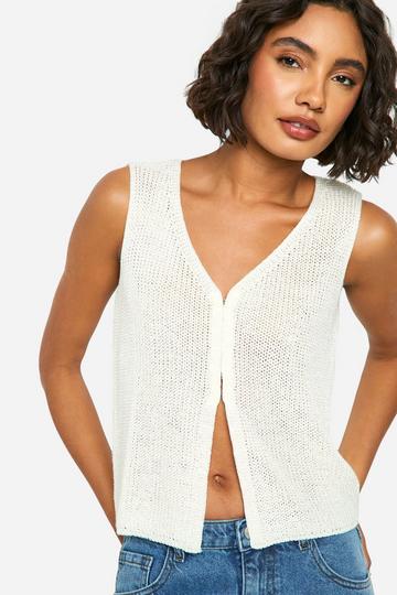 Tall Textured Knit Waistcoat cream