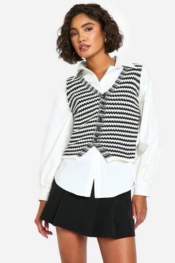 Tall Mono Stripe Knitted Waistcoat mono