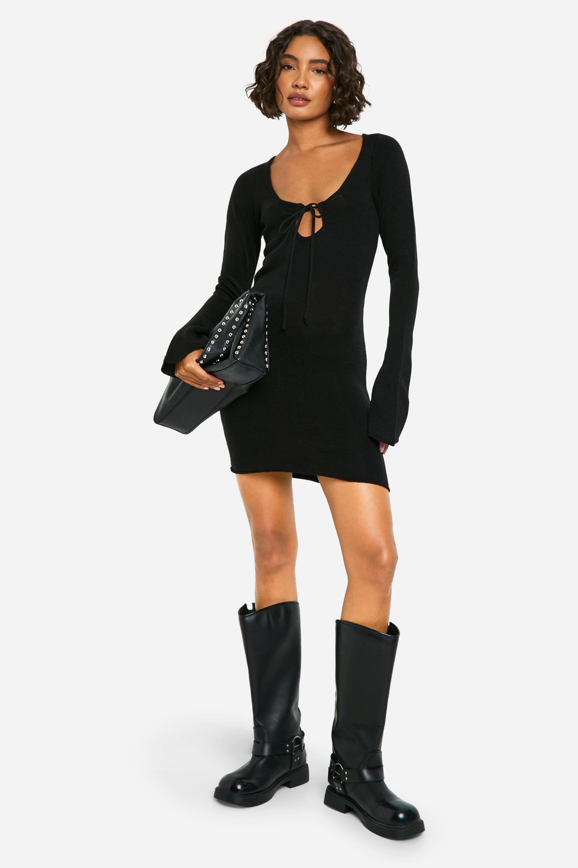 Boohoo tie front dress best sale