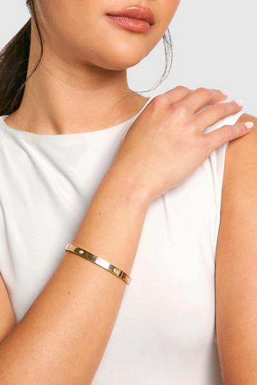 Single Diamante Dotted Bangle gold