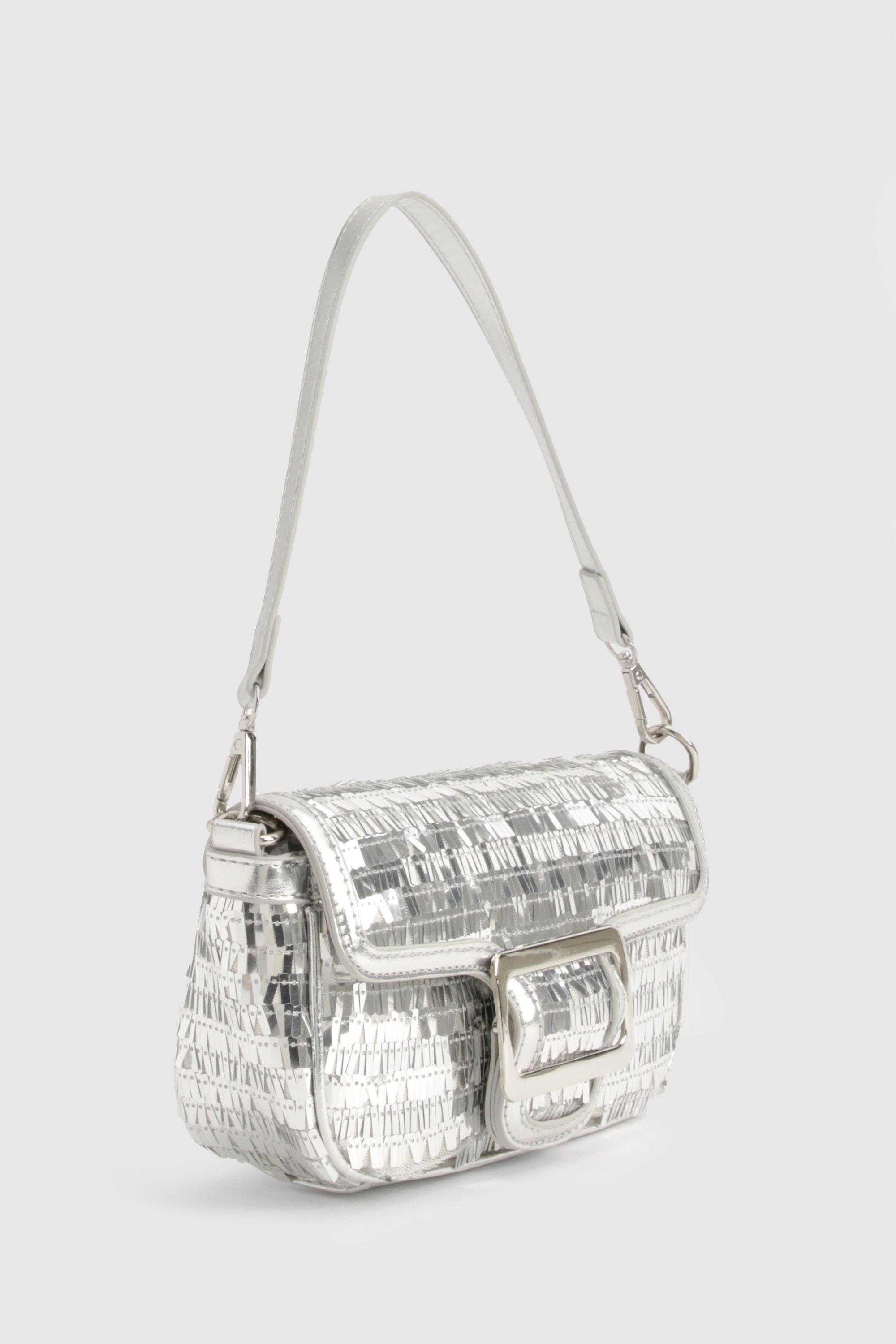 High Shine Sequin Buckle Shoulder Bag