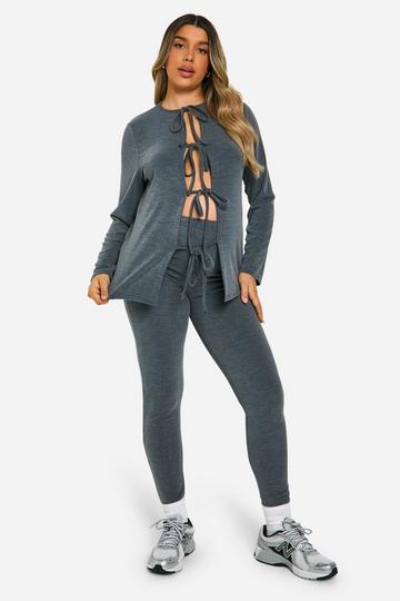 Grey Maternity Over The Bump Textured Rib Leggings