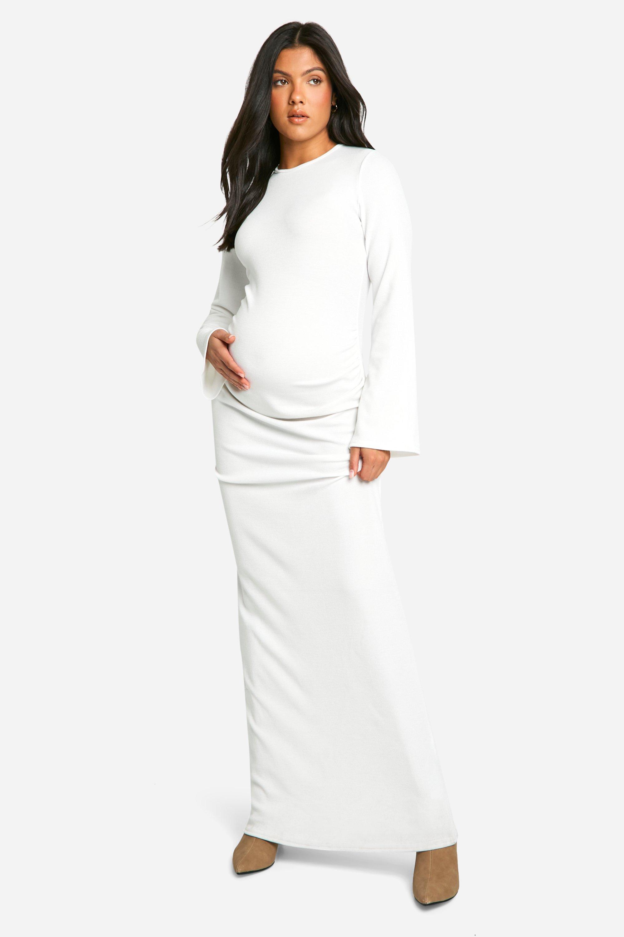 Plus size white maternity maxi dress best sale