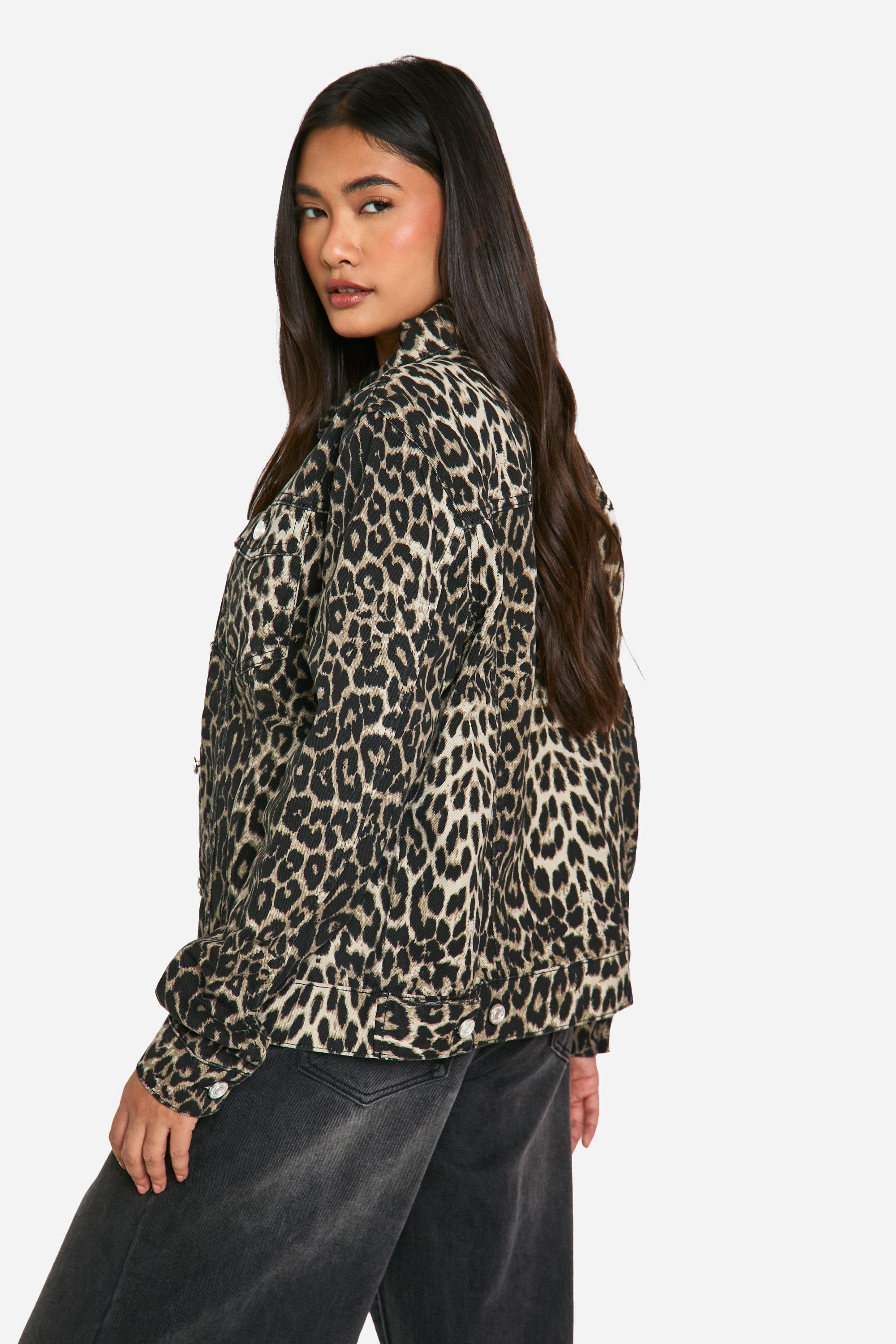 Leopard Print Denim Jacket boohoo