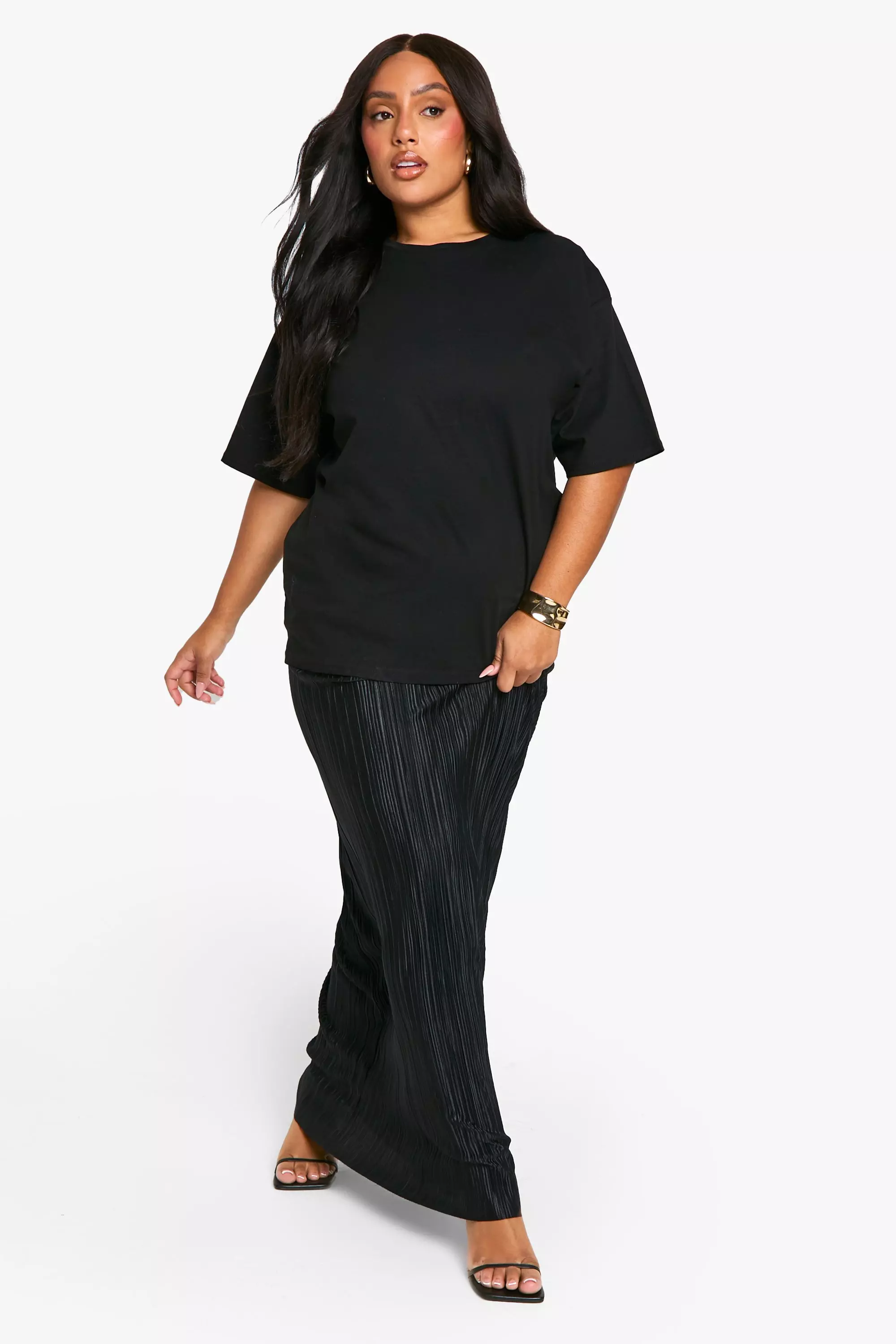 Black PLUS PLISSE MAXI SKIRT alternative image