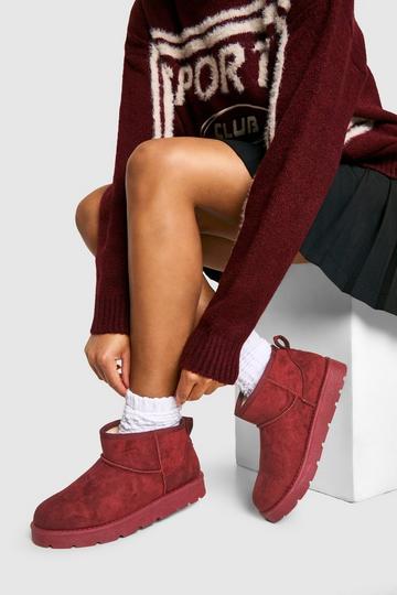 Ultra Mini Faux Fur Lined Boots cherry