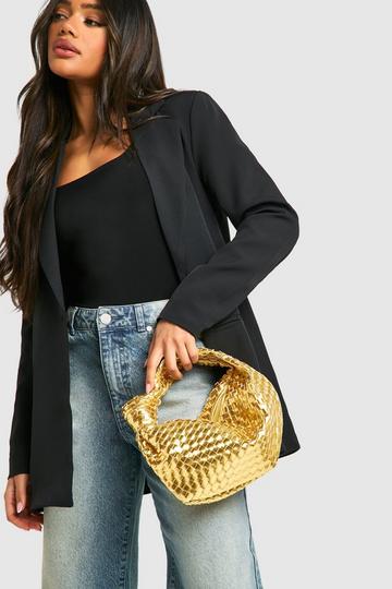 Gold Metallic Metallic Woven Knot Handle Bag