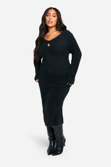 PLUS KEYHOLE KNITTED MAXI DRESS black