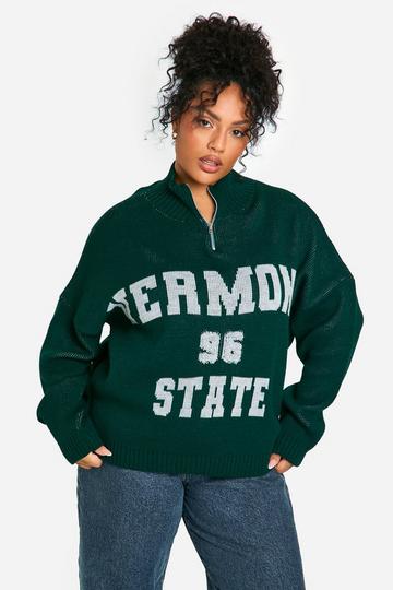 PLUS VERMONT VARSITY KNITTED JUMPER bottle green