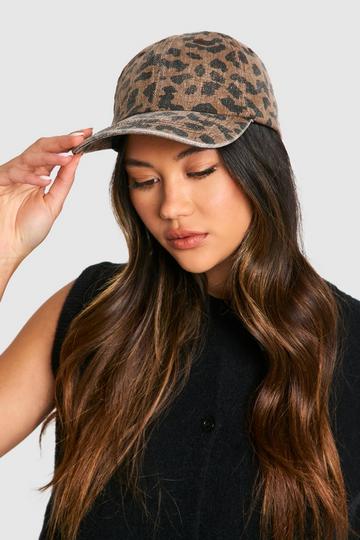 Multi Washed Denim Leopard Cap