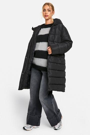 Black Longline Puffer Jacket