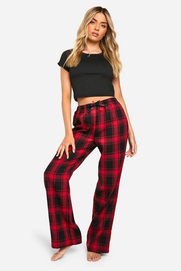 Christmas Check Trouser and Baby Tee Pyjama Set red