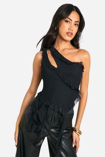 Asymmetrische Mesh Top black