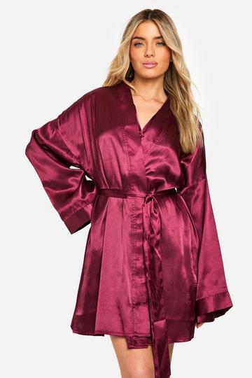 Burgundy Red Satin Robe